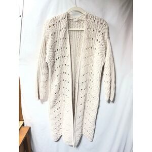 Moon & Madison Womens Cream Chenille Knit Open Front Duster Cardigan Sweater M